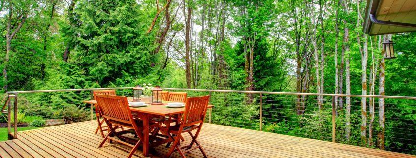 Backyard deck overlooking amazing nature landscape