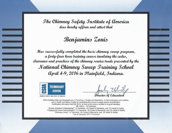 The Chimney Safety Institute of America Certification