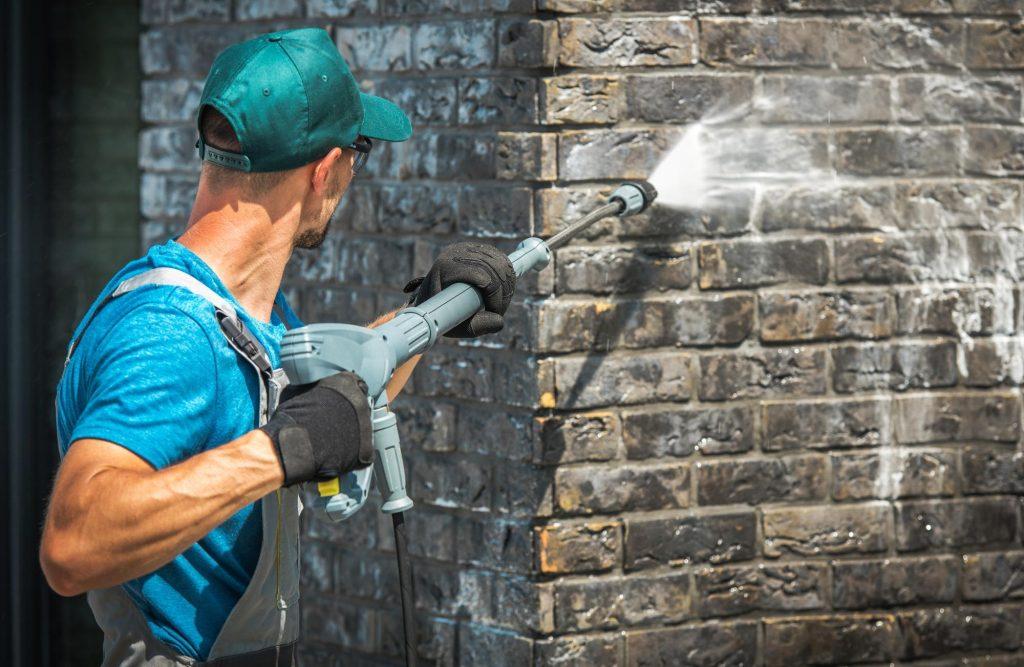 pressure washing brick house